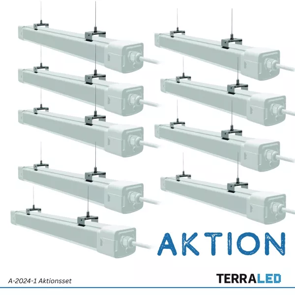 AKTION: 9x LED Feuchtraumleuchte 120cm 45 Watt Gesamt 56700 Lumen