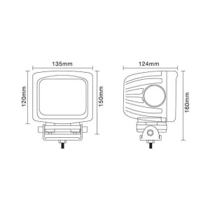 LED Arbeitsscheinwerfer 90 Watt eckige Ausführung Fluter 8100 Lumen massiv