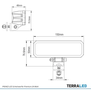 LED Arbeitsscheinwerfer Rückfahrscheinwerfer 24 Watt Breitstrahler ECE-R23