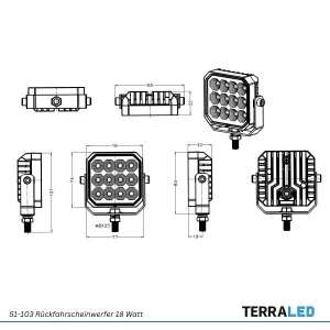 LED Rückfahrscheinwerfer 18 Watt mit ECE R23 Zulassung TerraLED BULL