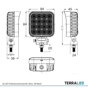 LED Zusatzscheinwerfer BULL 48 Watt 9-32V 3840 Lumen