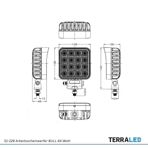 LED Zusatzscheinwerfer BULL 64 Watt 9-32V 5120 Lumen