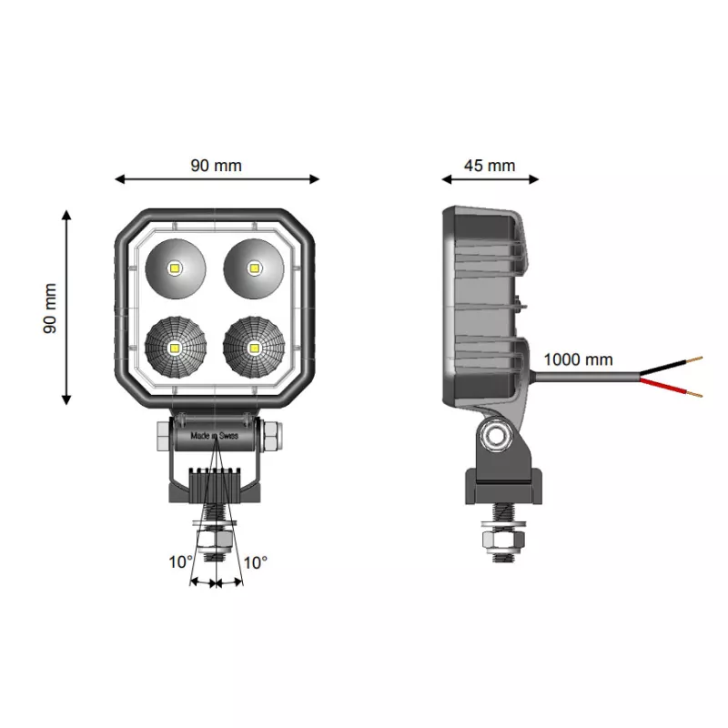 LED-MARTIN® 50W Arbeitsscheinwerfer mit Magnetfuß - 3m Spiralkabel -  europäische